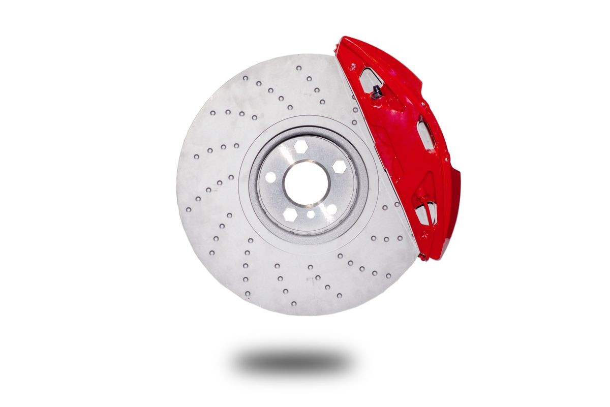Disc brakes isolated from white background.